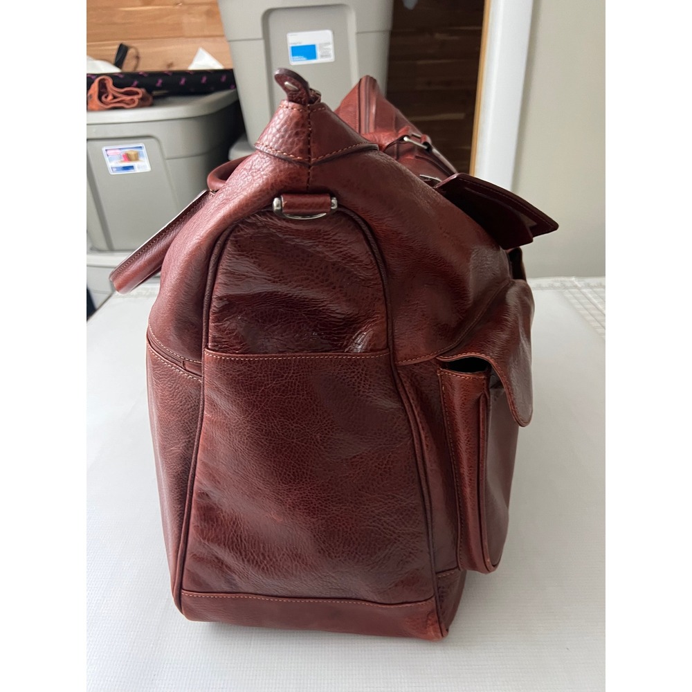 Wilsons Leather Pelle Studio Duffle Bag Large Brown Leather Travel - Picture 6 of 15